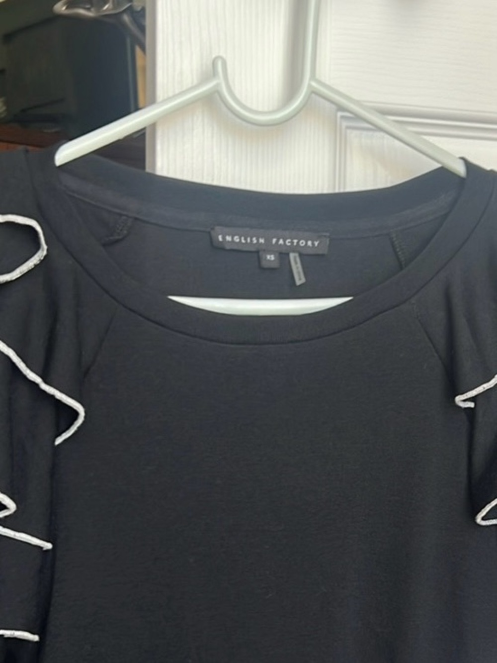 English Factory Black Ruffle-Trim Sweatshirt